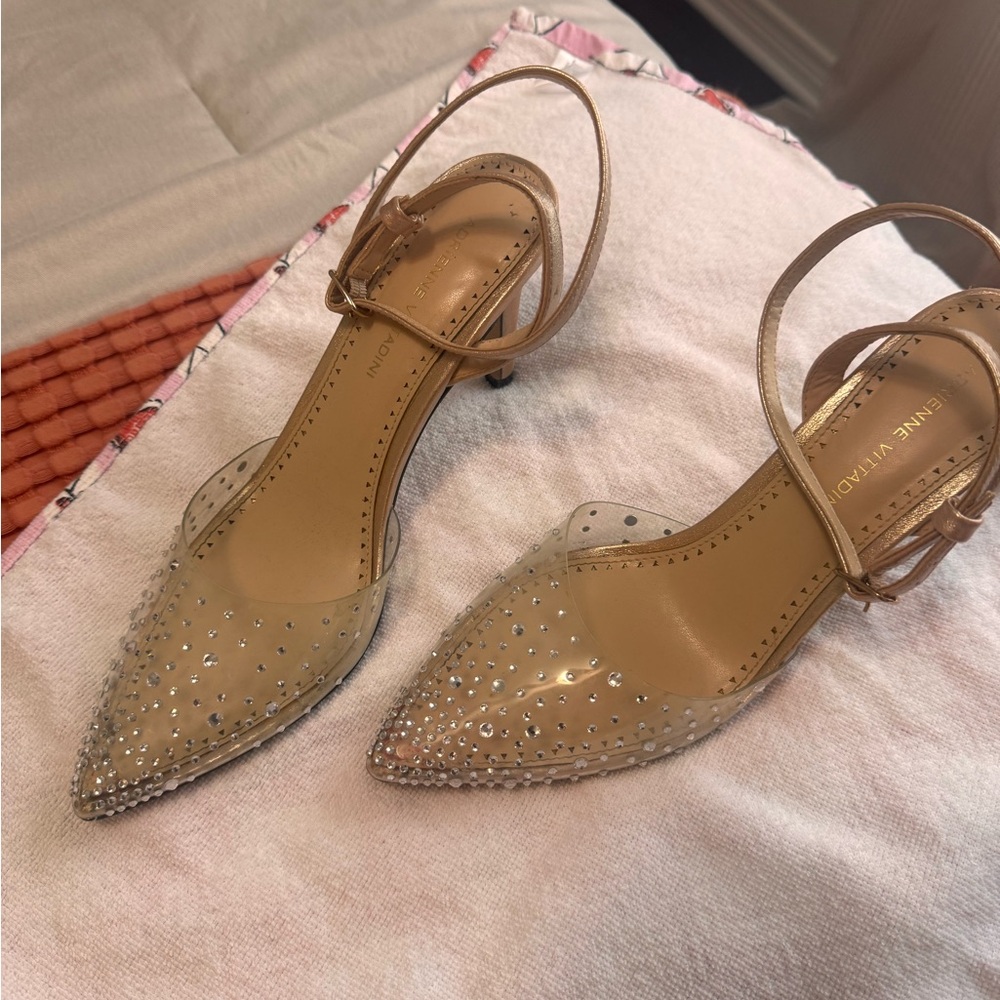 Adrienne Vittadini Beige Studded Heels